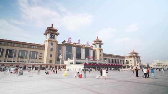 北京站北京火车站延时摄影