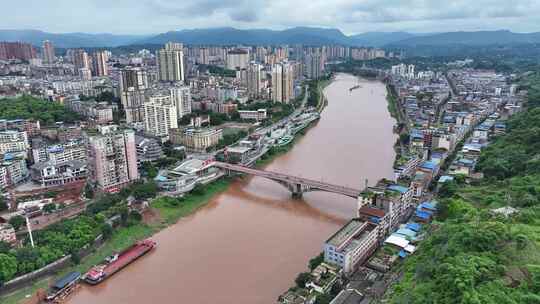 贵州遵义赤水市航拍城市建筑风光