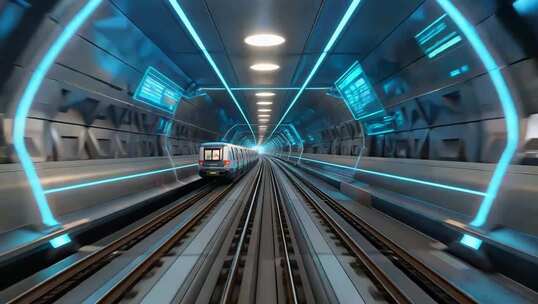 地铁隧道内火车穿梭画面