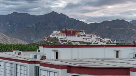 西藏 拉萨 布达拉宫 日出 清晨 夜转日
