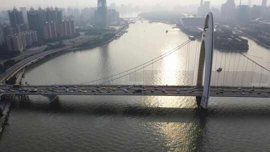 广州猎德大桥航拍视频素材模板下载