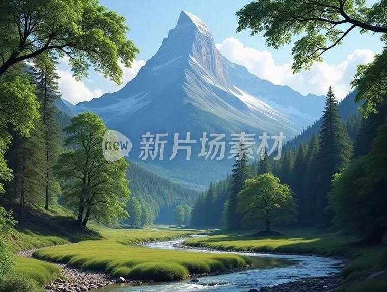 一张有山有水有树的风景图