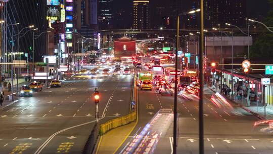 科技数字城市夜晚 城市交通 延时拍摄