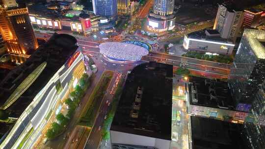 上海市杨浦区大学路商业繁华区五角场广场夜