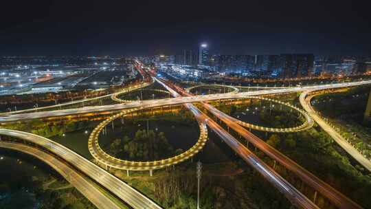 武汉梅子立交夜景车流延时