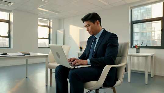 商务人士办公室使用笔记本电脑