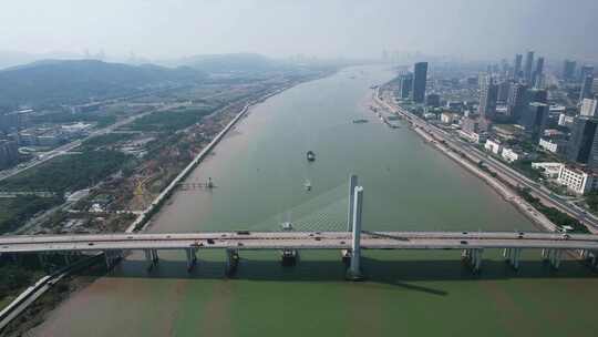 广东珠海横桥大桥桥梁交通航拍视频素材模板下载