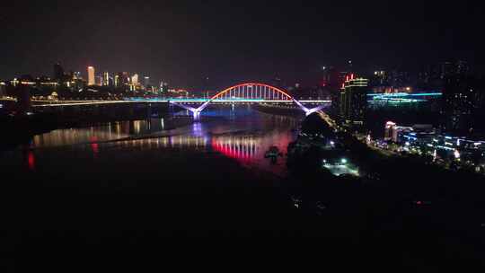 重庆夜景城市交通建筑航拍