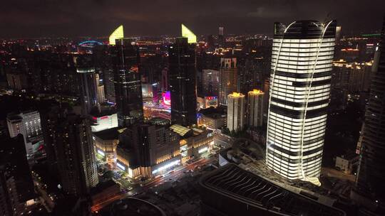 上海徐家汇夜景航拍