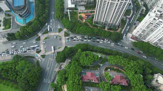 航拍湖北宜昌城市交通道路