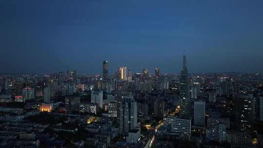 南京鼓楼区南京城市大景紫峰大厦夜景航拍