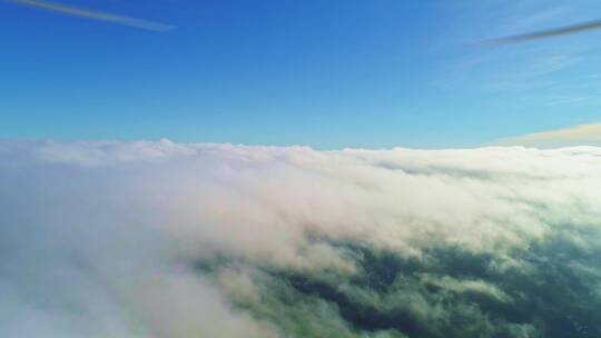 航拍高空风景云层之上云层翻滚