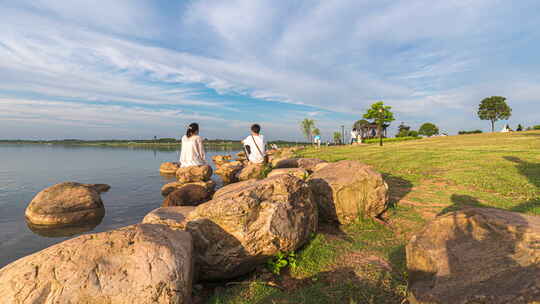 长沙松雅湖 公园景区 旅游景点 滑轨拍摄