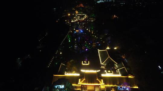 航拍湖南岳阳楼景区夜景