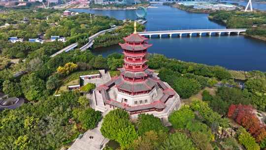 航拍厦门厦门园博苑风景