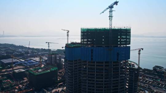 4K航拍深圳湾超级总部建设进展