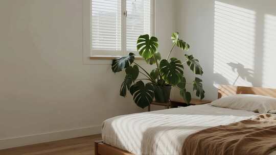 卧室绿植阳光简约室内家居视频