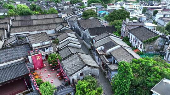 大疆无人机航拍原素材风景村落建筑拍摄素材