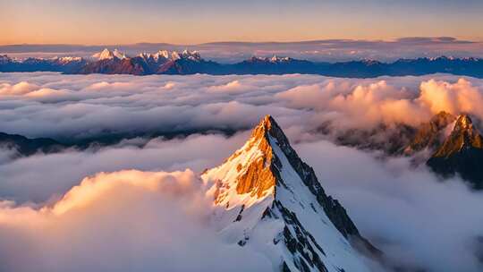 雪山云海日出全景