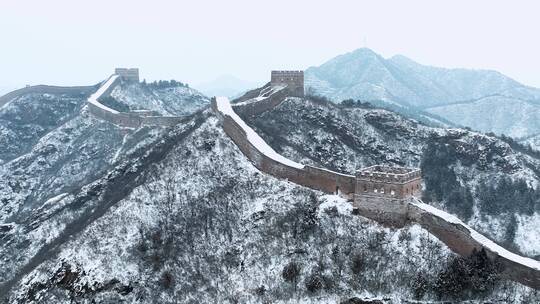 北京世界遗产长城航拍冬季