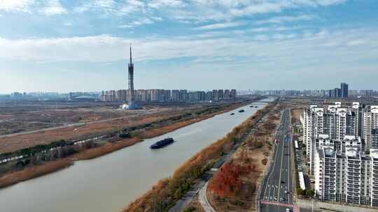 京杭大运河航拍视频素材模板下载