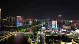 航拍宁波新江桥东门口时代广场夜景高清在线视频素材下载