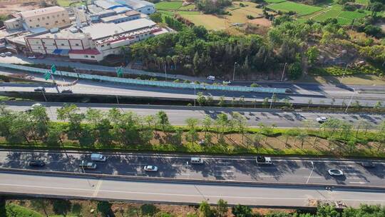 厦门航拍城市道路交通景观