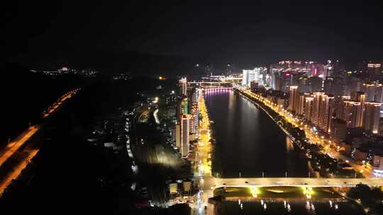 合集福建三明沙溪徐碧大桥夜景航拍