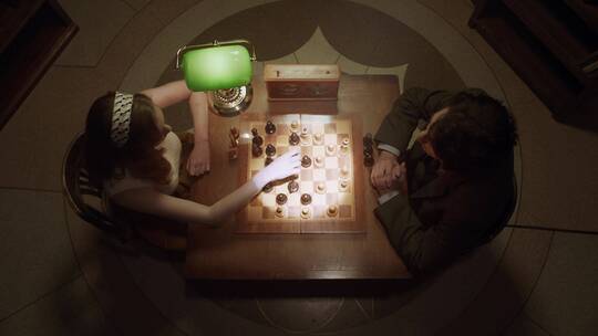 情侣在进行国际象棋计时比赛