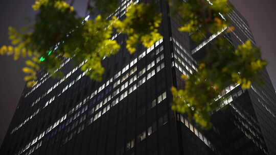 城市夜景高楼加班