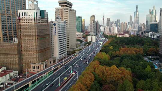 上海延安路高架桥视频素材模板下载