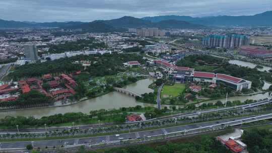 漳州南山文化生态园航拍城市景观