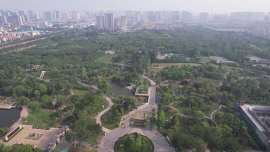 航拍河北邯郸赵苑公园