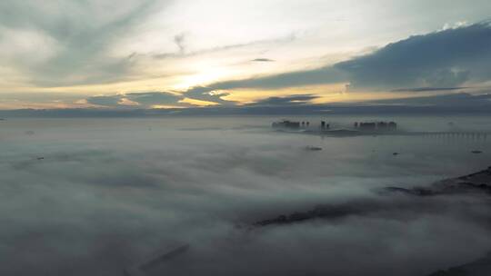 震撼大气清晨云海城市景色（已调可直接用）