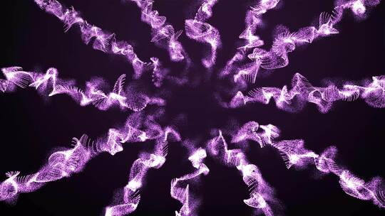 紫色粒子扩散舞动线条