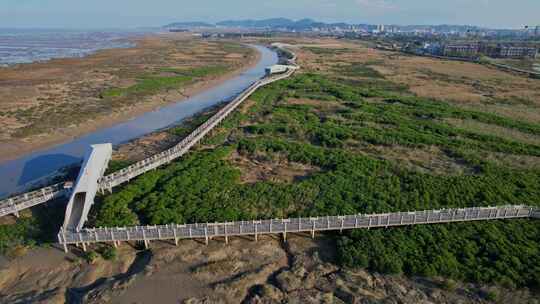 航拍福州闽江河口湿地公园视频素材模板下载