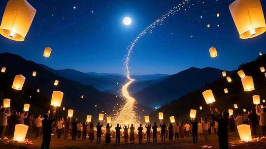 放飞孔明灯手工艺品许愿灯祈福4K