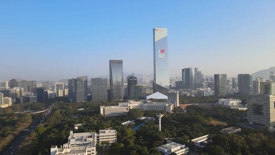 腾讯大厦 汉京大厦 航拍 荔香公园 公园视频素材模板下载