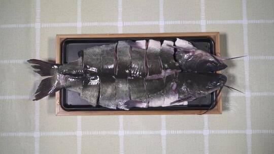 火锅清江鱼美食制作过程蔬菜展示