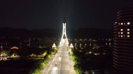 浙江紫金大桥夜景航拍