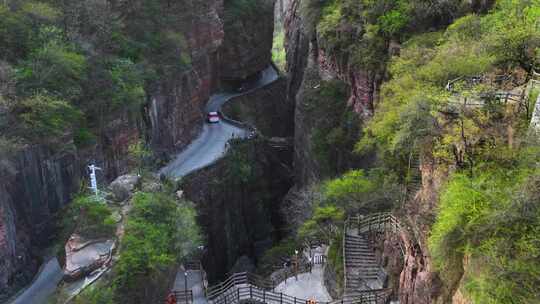 4K航拍河南新乡市太行山郭亮挂壁公路风景