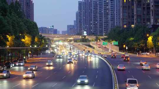 成都城市交通城市车流夜景实拍