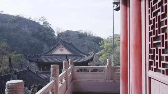 新昌大佛寺大悲寺走廊视频素材模板下载