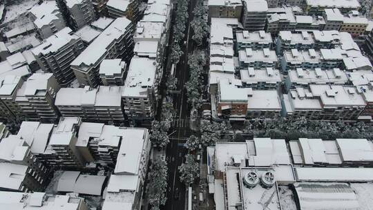 航拍湖南怀化城市雪景