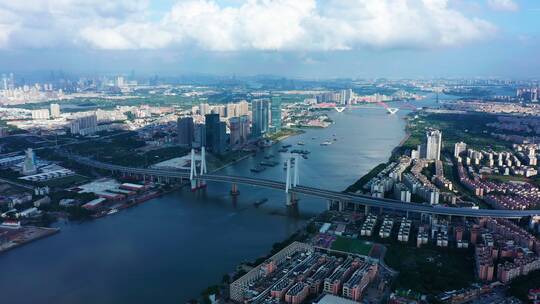 广州番禺洛溪大桥蓝天航拍-2视频素材模板下载