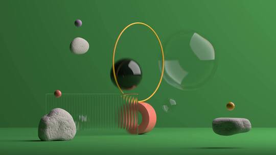 3D绿色形状弹跳动画