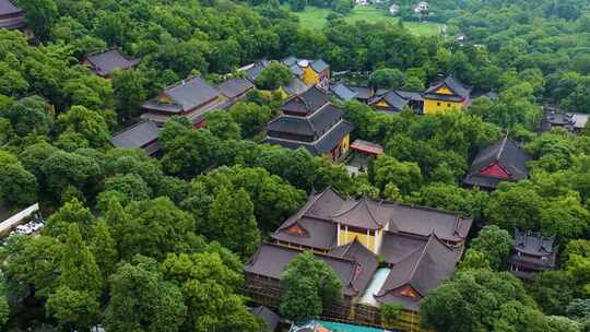 杭州西湖景区灵隐寺风光航拍