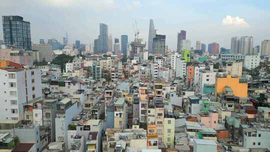 城市建筑鸟瞰图和越南胡志明市天际线