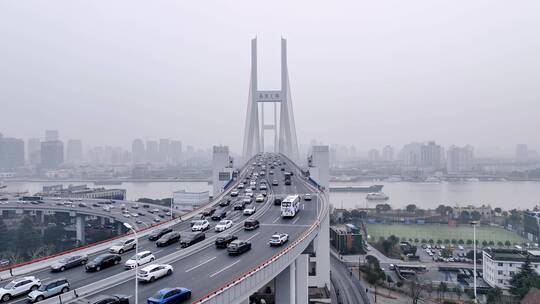 清晨南浦大桥航拍风光视频素材模板下载