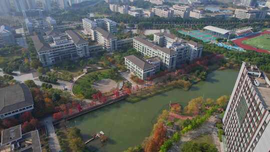 航拍福建江夏学院景观